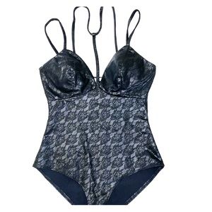 Faux leather bodysuit